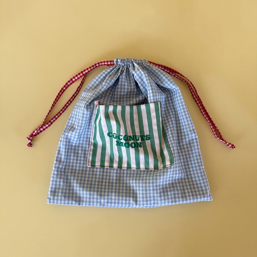 cream puff bag (sizeL / blue gingham)